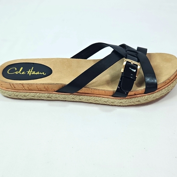 Cole Haan Nike Air Leather Black and Tan Sandals with Adjustable Straps Size 7 - Picture 3 of 6